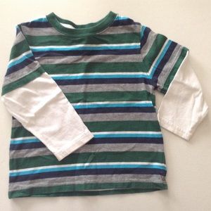 Jumping Beans Kids Long Sleeve Green Stripe Top